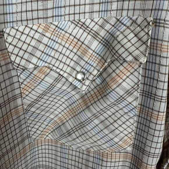 Tem Tex Vintage Orange Plaid Pearl Snap‎ Western Shirt Men’s M Read - Picture 3 of 9